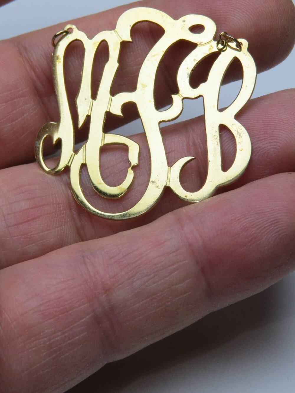 14k Initials M-T-B  Nameplate